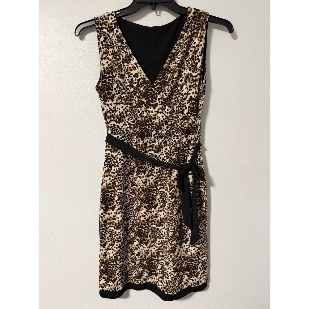 Lemon Tart Reversible Dress Womens Small Leopard Print Solid Black 2-in-1 NWT